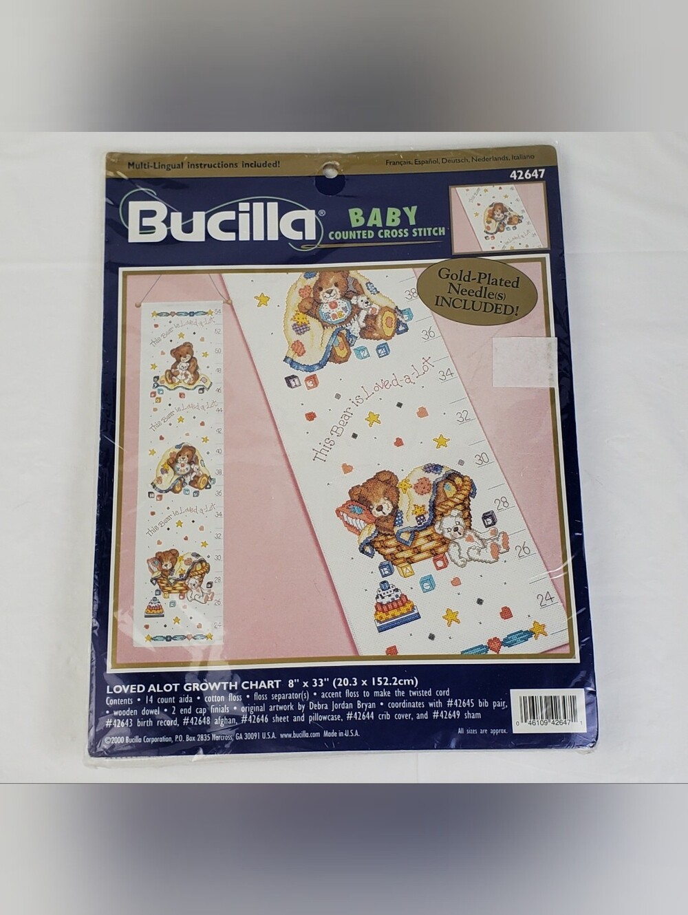 Bucilla VTG Y2K Baby Counted Cross Stitch Loved Alot Growth Chart Kit 42647 NOS